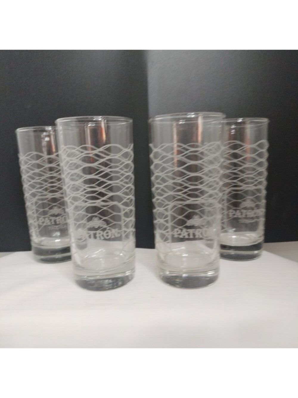 Brand New Patron Tequila Highball Cocktail Glasses Set of 4 Glasses